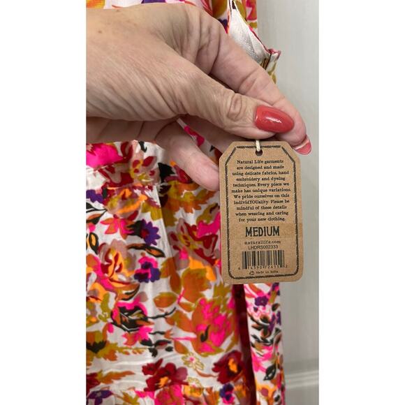 Natural life Halle Mini Halter hot pink orange floral dress medium NWT sundress - Picture 9 of 12
